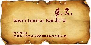 Gavrilovits Karád névjegykártya